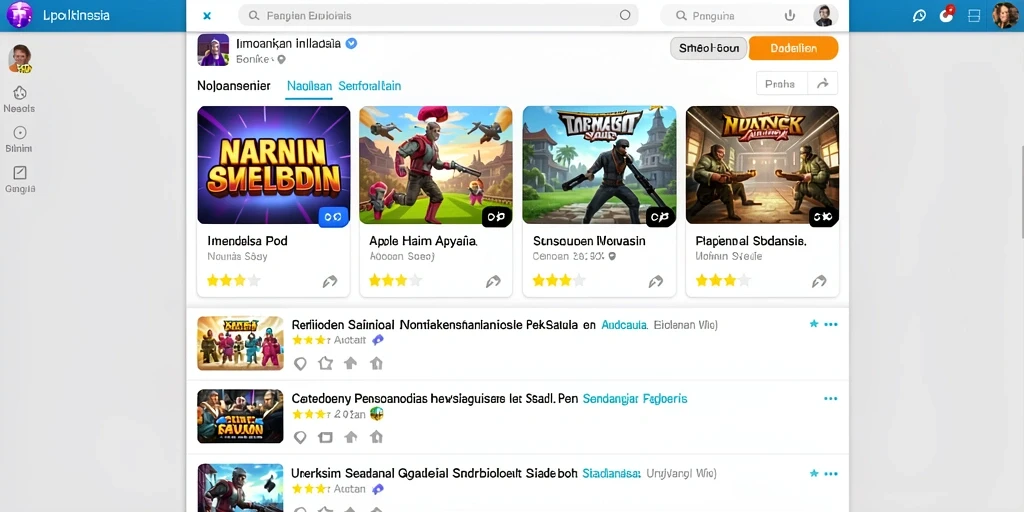 Screenshot memperlihatkan menu karakter dan item yang bervariasi.